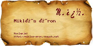Miklós Áron névjegykártya